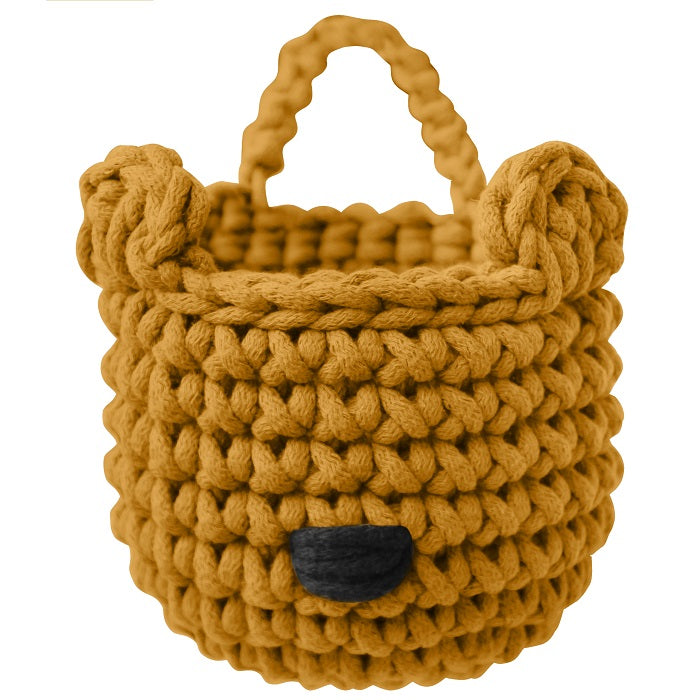 Zuri House Crochet Bear Basket - Mustard