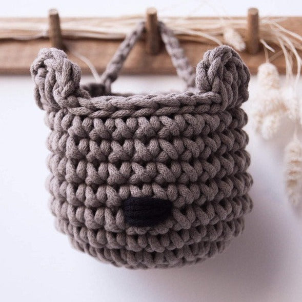 Zuri House Crochet Bear Basket - Mocha