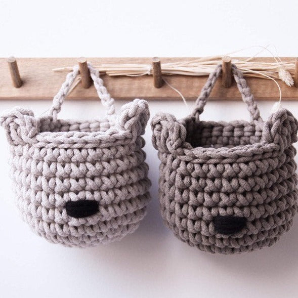 Zuri House Crochet Bear Basket - Oatmeal