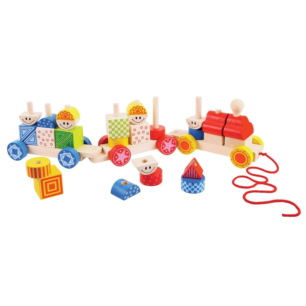 Bigjigs Wooden Build Up Pull-Along Train