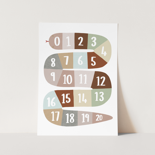 Number Snake Art Print In Brown/Green by Kid of the Village (6 Sizes Available)