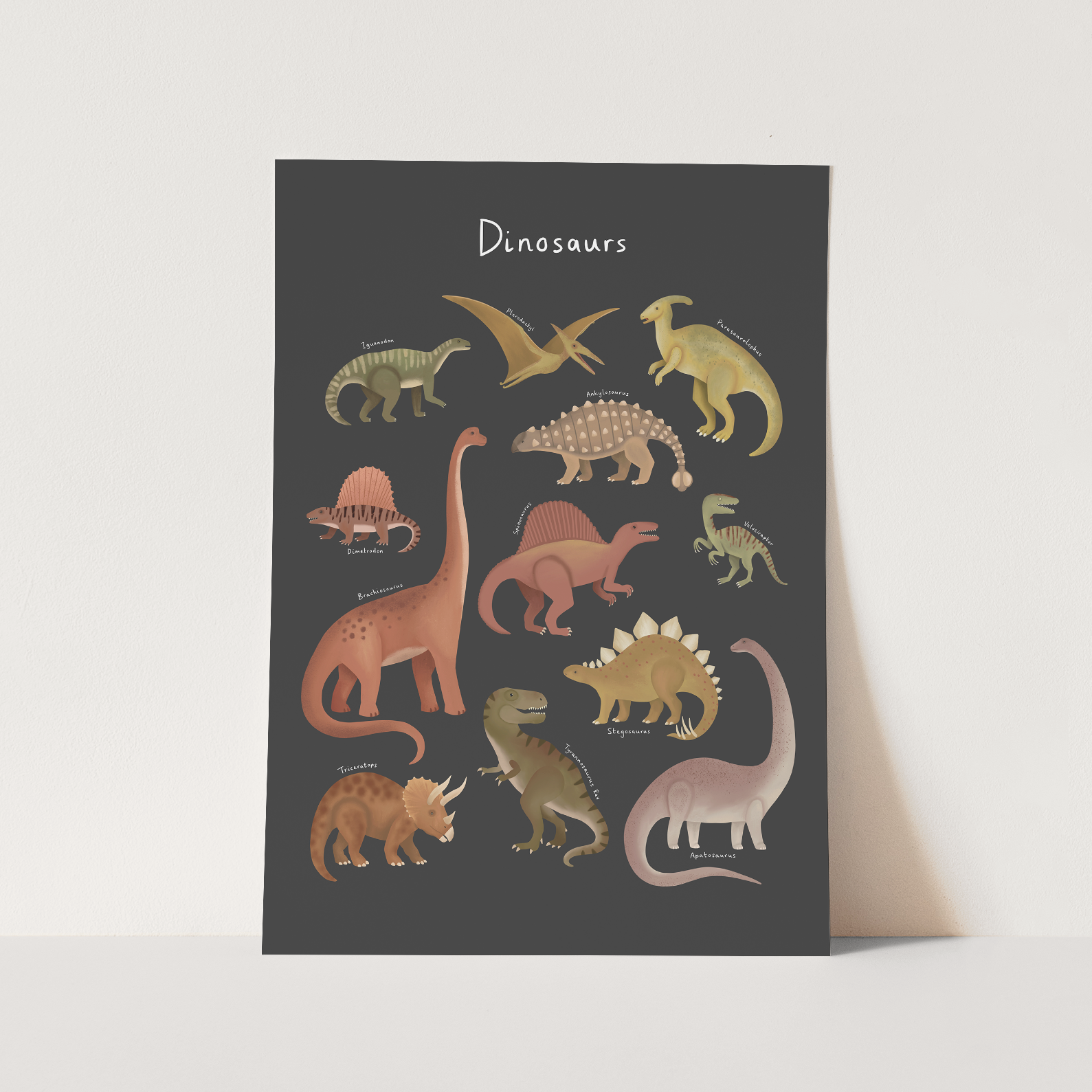 Dinosaur Chart Art Print In Black by Kid of the Village (6 Sizes Available)