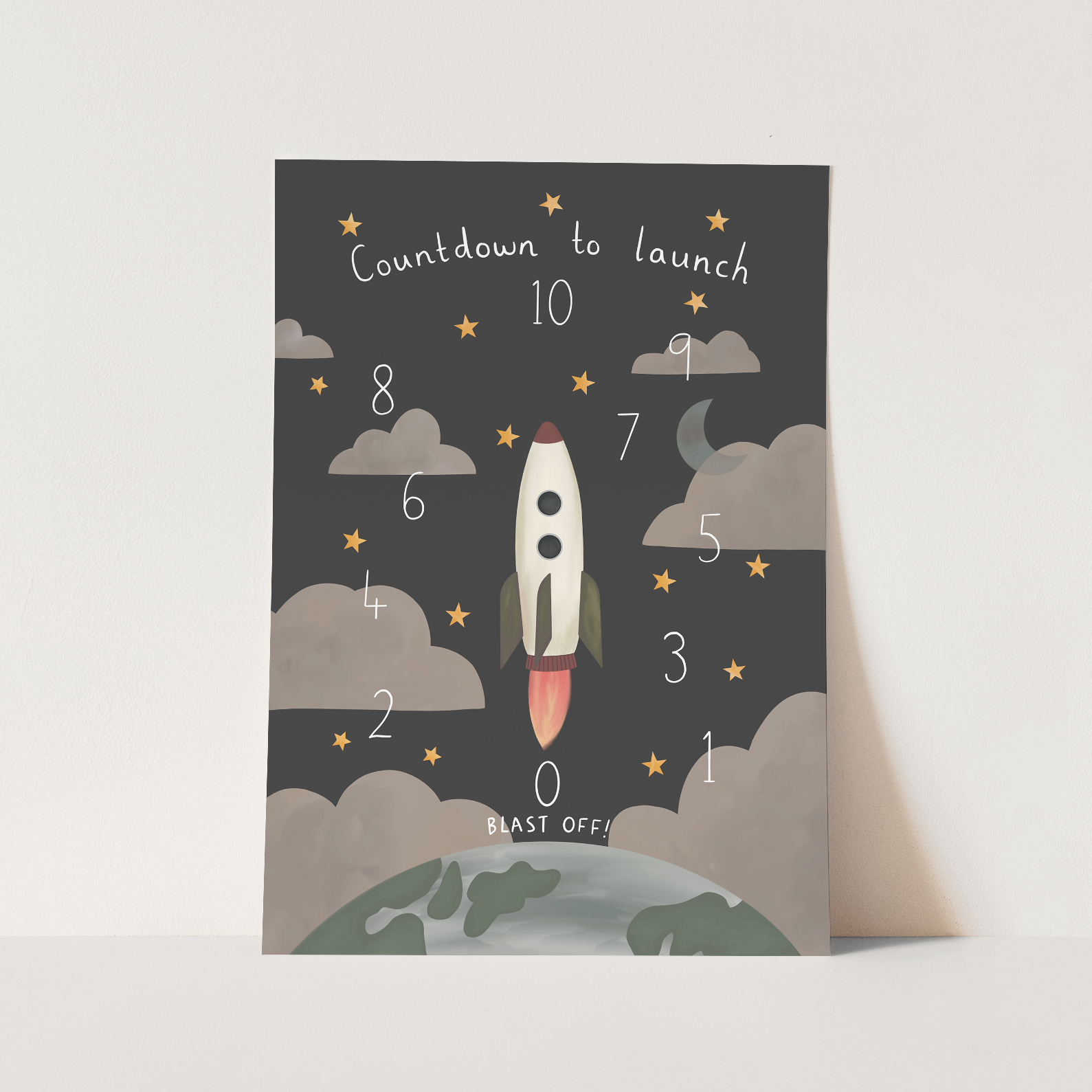 Countdown To Launch Art Print In Black by Kid of the Village (6 Sizes Available)