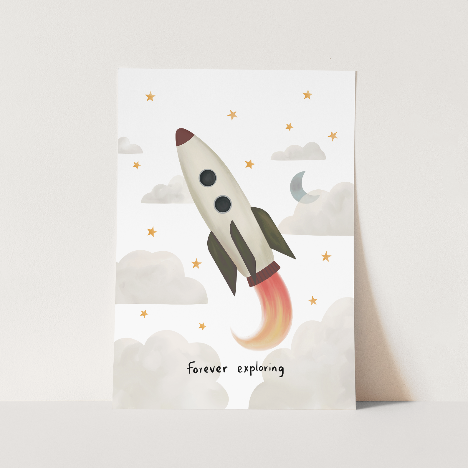 Forever Exploring Art Print In White by Kid of the Village (6 Sizes Available)