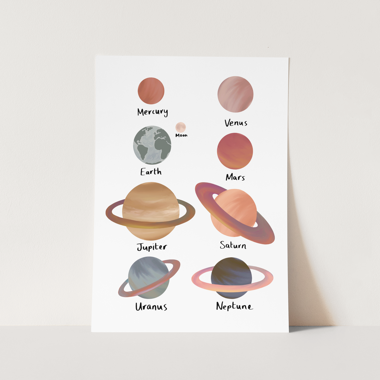 Planets Art Print In White by Kid of the Village (6 Sizes Available)