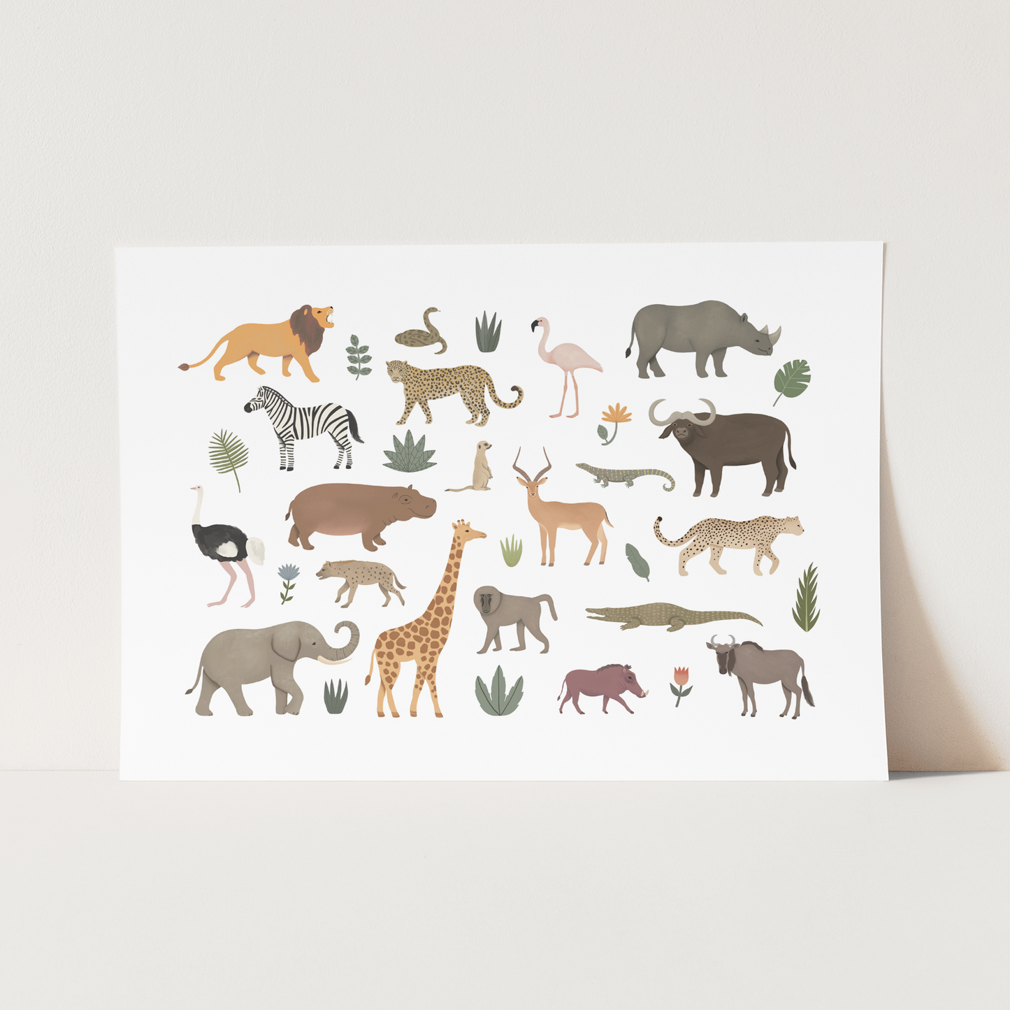 Safari Animal Art Print by Kid of the Village (6 Sizes Available)