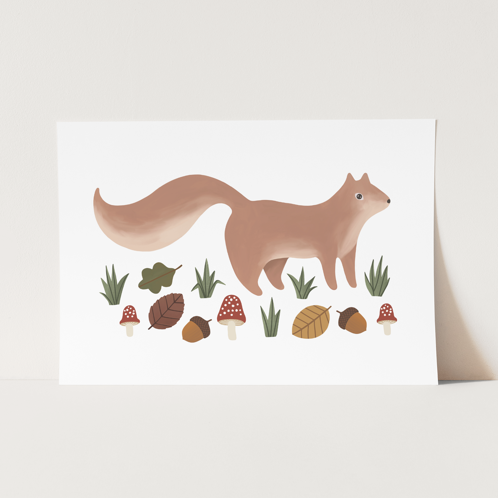 Squirrel Art Print In White by Kid of the Village (6 Sizes Available)