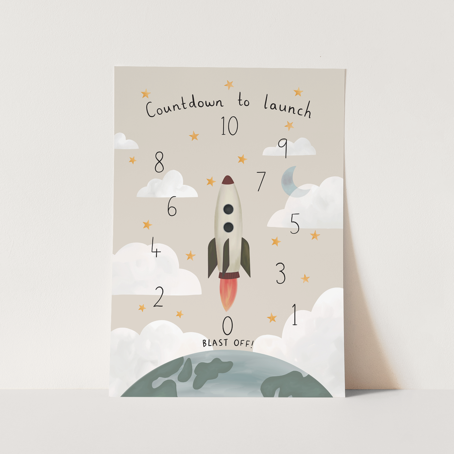 Countdown To Launch Art Print In Stone by Kid of the Village (6 Sizes Available)