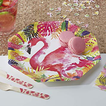 Paper Plates 8 Pack Tropical Flamingo