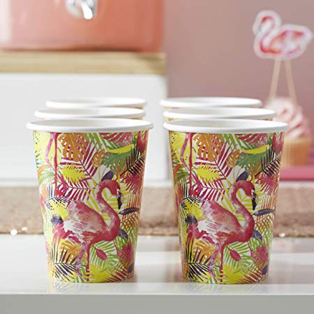 Paper Cups 8 Pack Tropical Flamingo