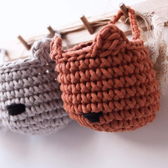 Zuri House Crochet Fox Basket - Oatmeal