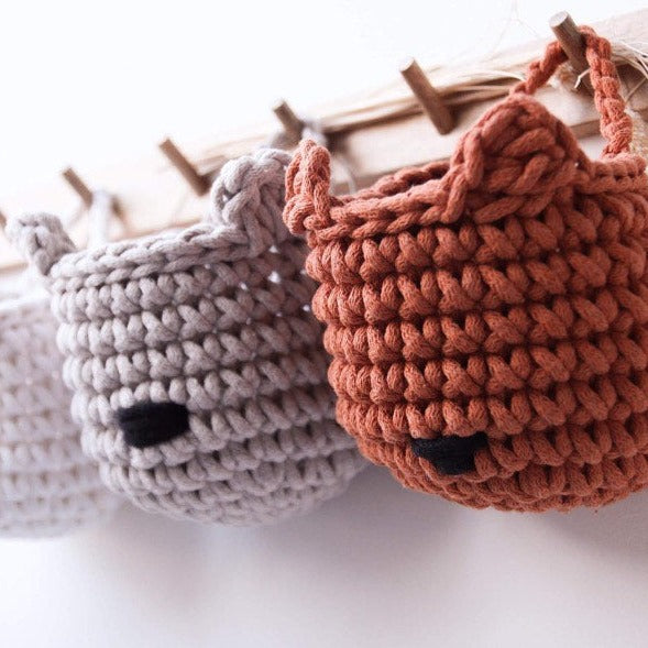 Zuri House Crochet Bear Basket - Cinnamon