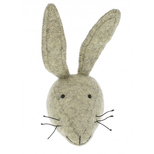 Fiona Walker Grey Hare Felt Animal Head - Mini