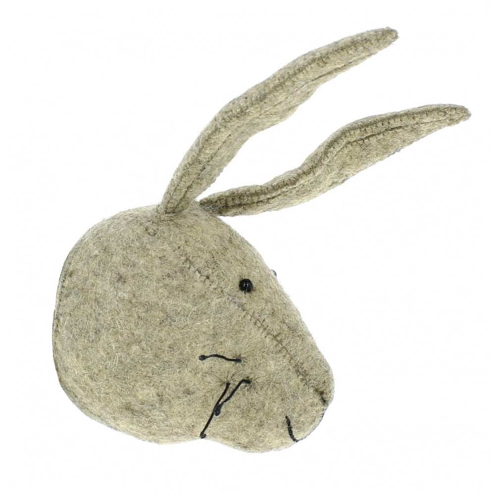 Fiona Walker Grey Hare Felt Animal Wall Head - Mini | Soren's House