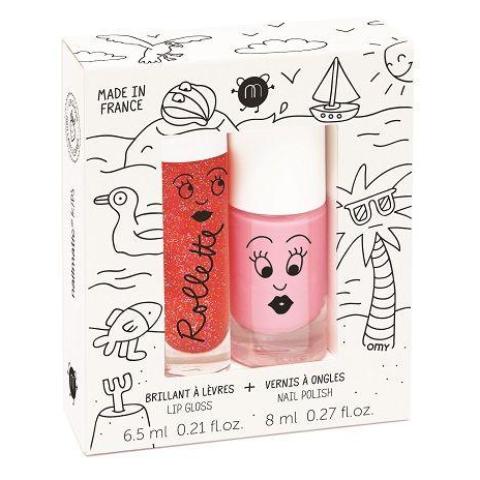 Nailmatic Natural Lip Gloss & Varnish Duo - Holidays (Strawberry/Pink)