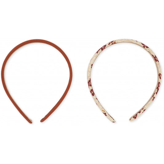 Konges Slojd Headbands - 2 Pack - Winter Leaves Dark Red/Leather Brown
