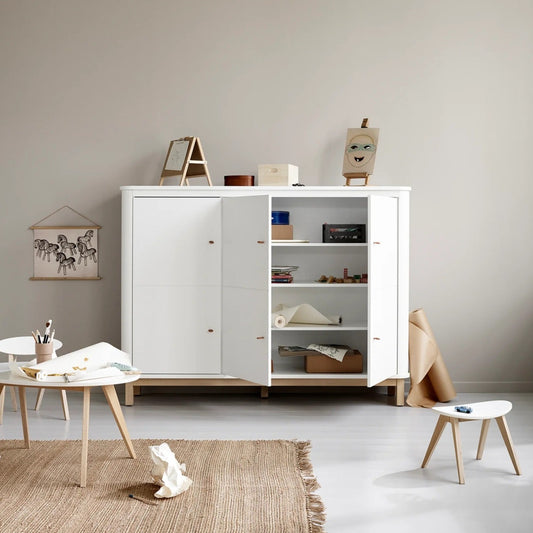 Oliver Furniture Wood Multi Cupboard - 3 Doors - White/Oak
