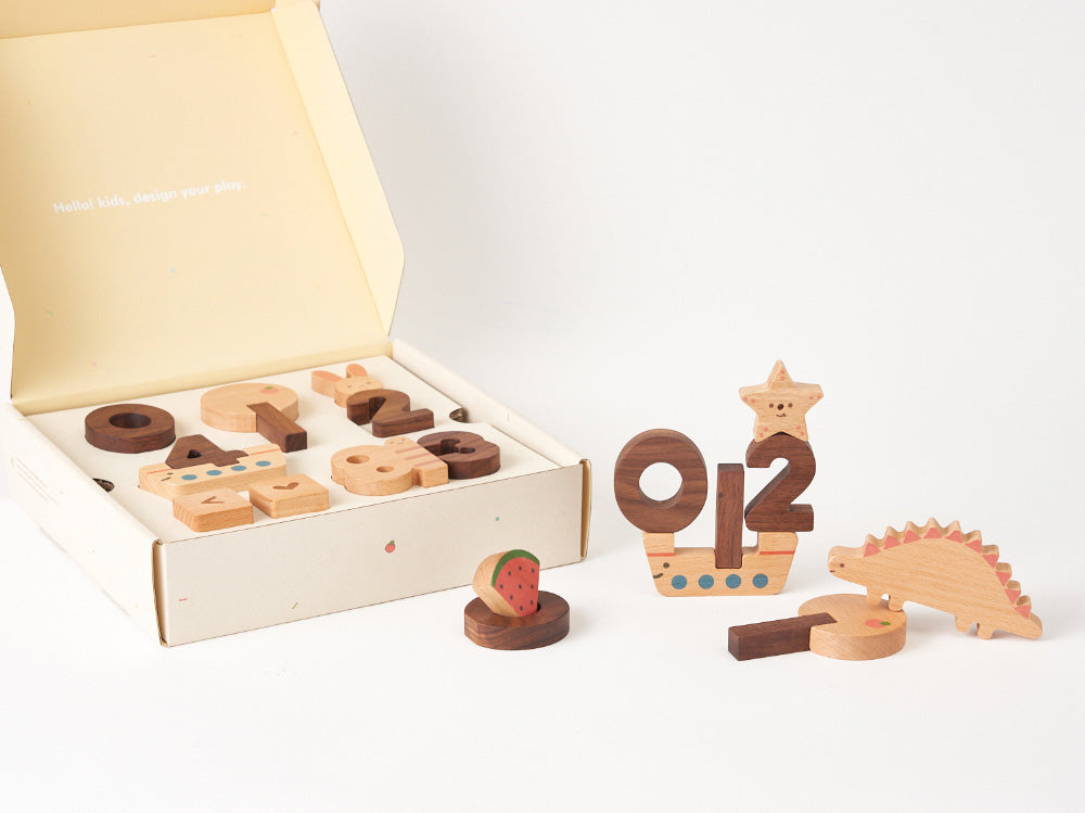 Wooden Numbers Play Blocks by Oioiooi