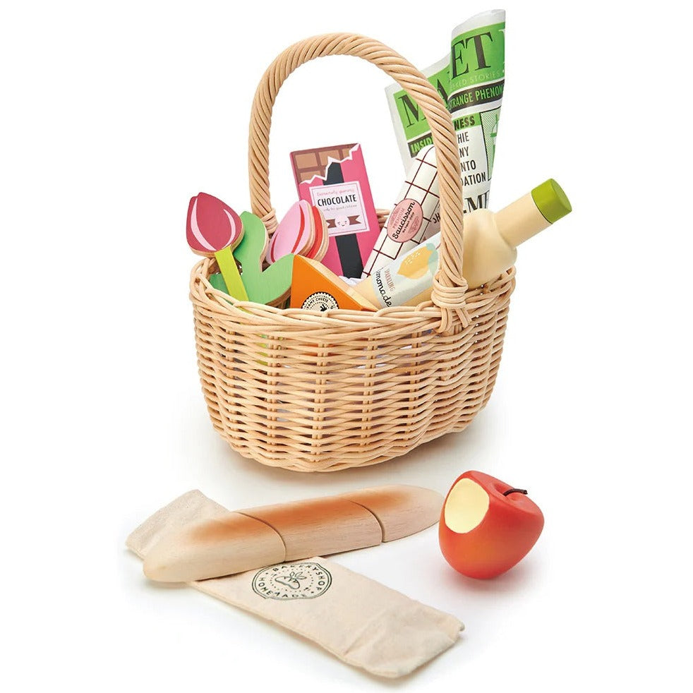 Tender Leaf Toys Wicker Shopping Basket Set