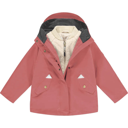 Toastie Kids Wild 3-in-1 Raincoat - Rose Pink/Shortbread Sherpa