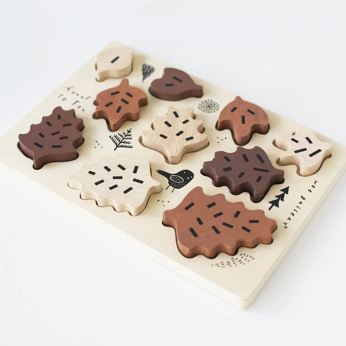 Wee Gallery Wooden Tray Puzzle - Count to 10 Leaves