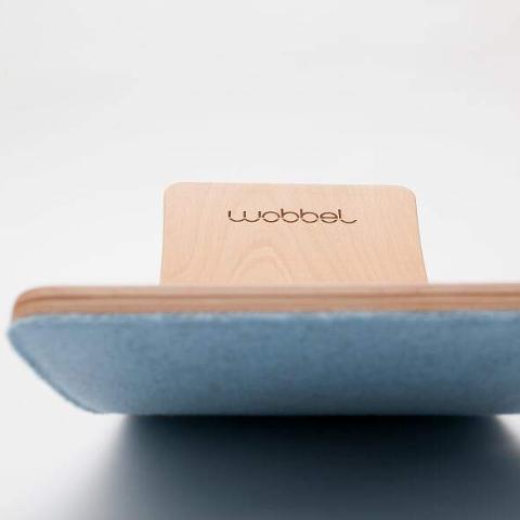 Wobbel Starter Board-Transparent Lacquered Balance Board-Sky Blue Felt