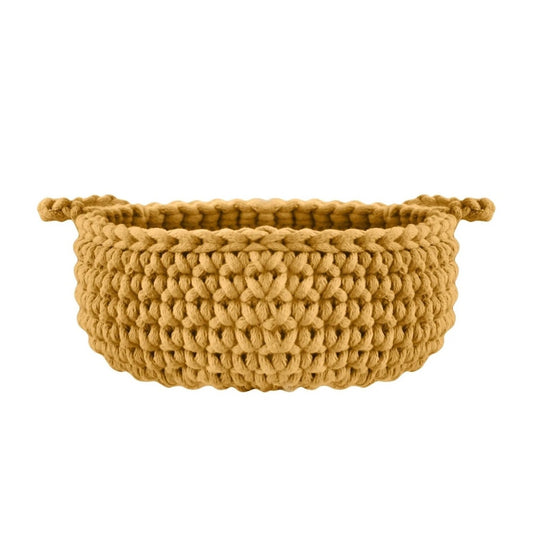 Zuri House Crochet Flat Basket - Small - Mustard