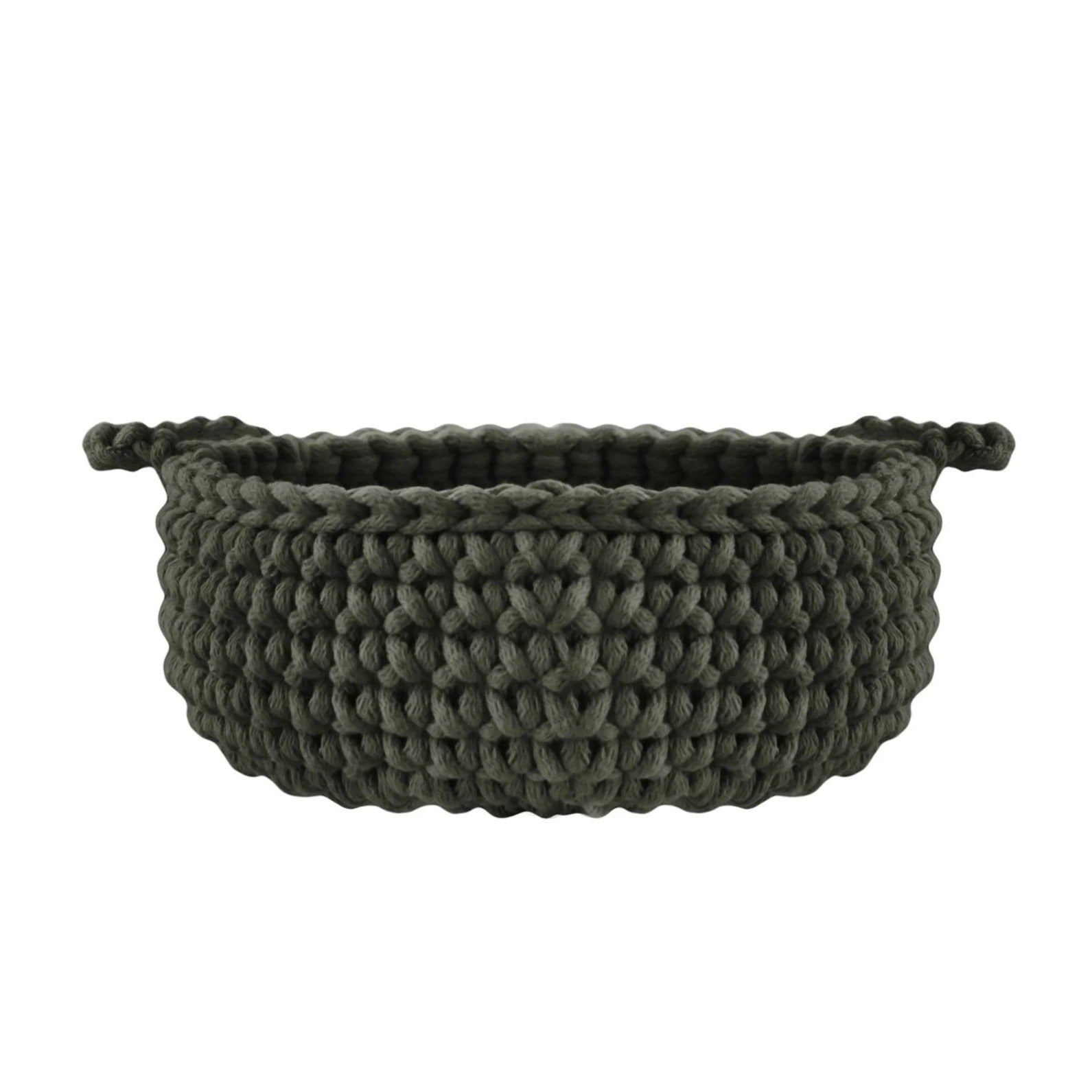 Zuri House Crochet Flat Basket - Small - Olive Green