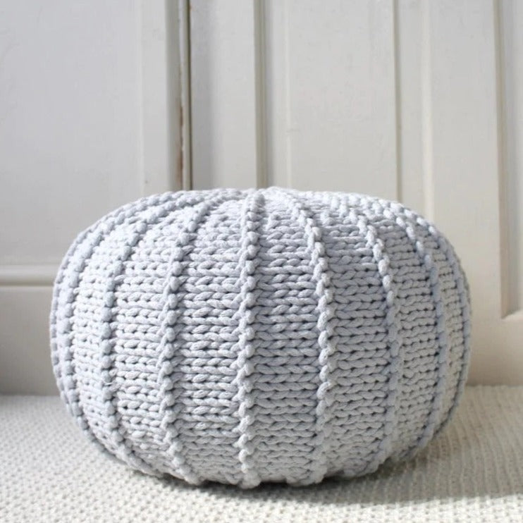 Zuri House Knitted Pouffe - Small - Light Grey