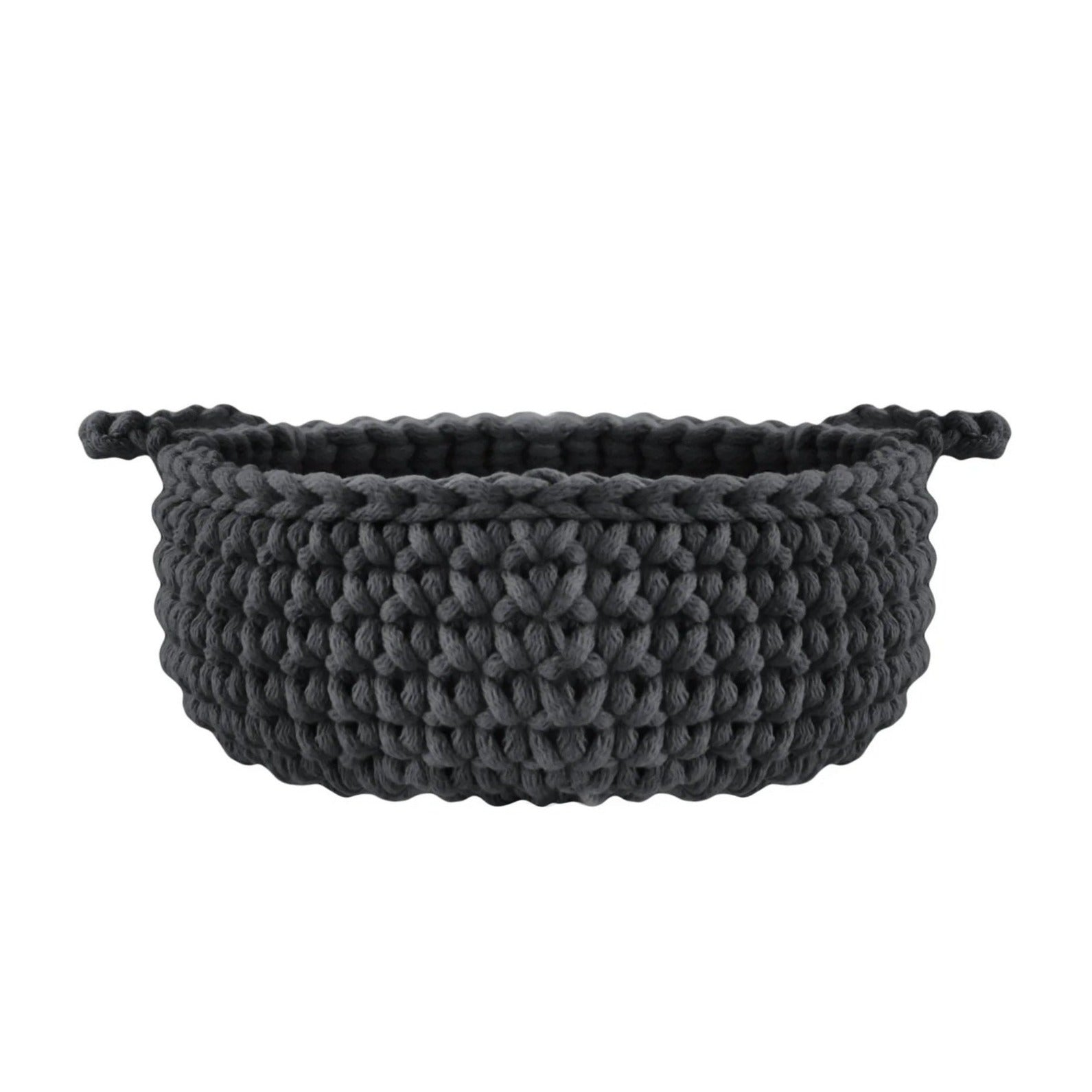 Zuri House Crochet Flat Basket - Small - Charcoal